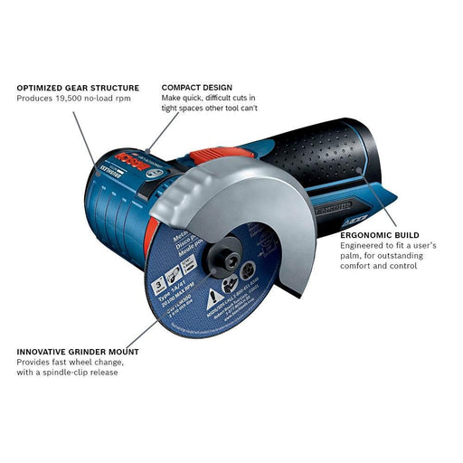 Bosch GWS12V-30N 12V Max Brushless 3" Angle Grinder (Tool Only) - Image 2