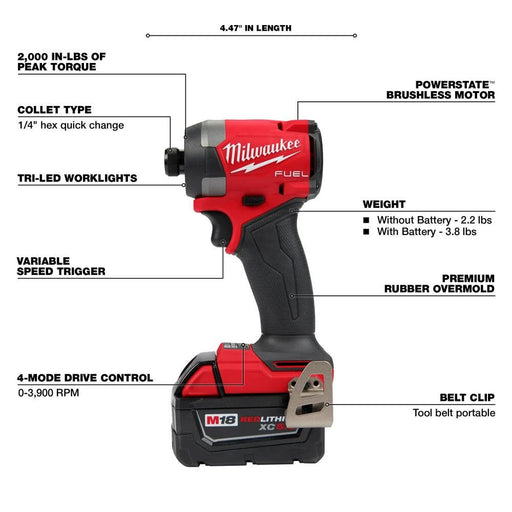 Milwaukee 2953-22 M18 Fuel Impact Driver Kit - Image 2